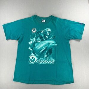 Vintage 90s Pro Player Miami Dolphins Graphic Tee Mens Size XXL Made In USA